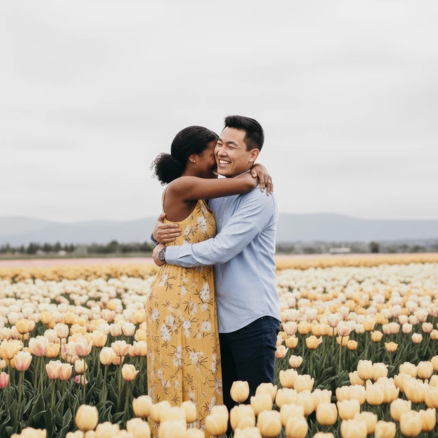 Photo of couple during their engagement photoshoot Photo of couple during their engagement photoshoot